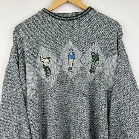 Vintage Golf Sweatshirt with Iconic Embroidered Motifs Grand Slam 90s - Picture 3 of 7